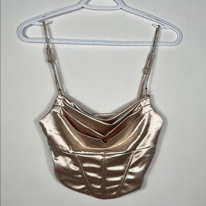 Elegant Satin Cowl Neck Corset Top